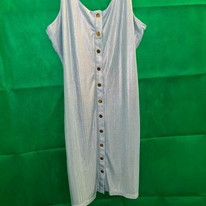 Metallic blue midi dress